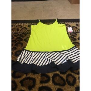 TAIL Comfort Activewear Girls Striped Solid Double Tier Dress Tank Size Medium